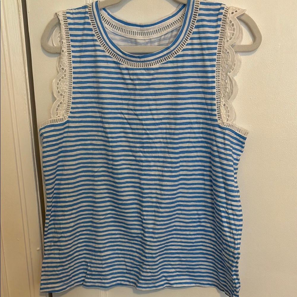 Lilly Pulitzer Blue and White Boxy Tank Top
